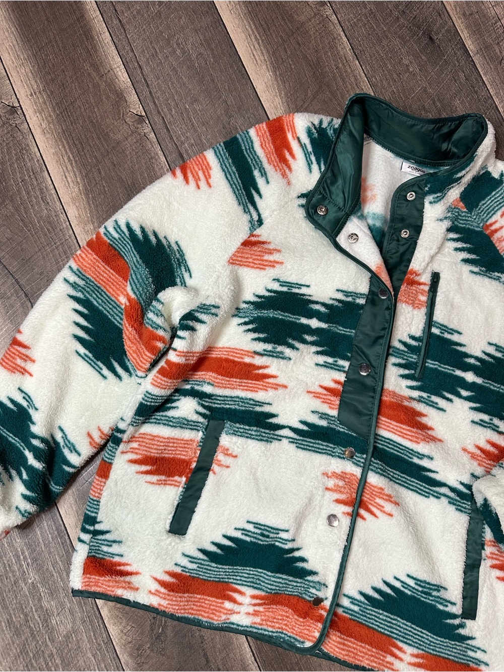 Zeagoo Aztec Sherpa Button Down Jacket - Picture 2 of 8